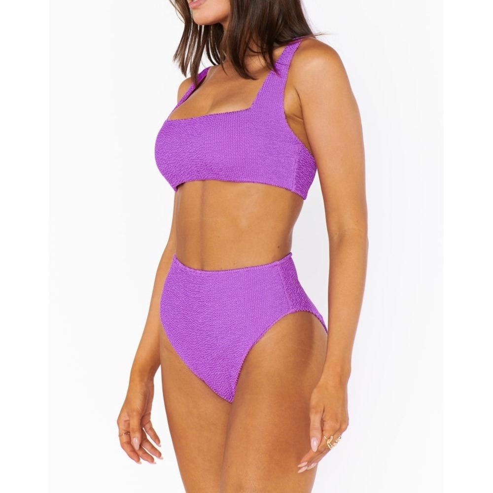 Show Me Your Mumu Purple Smocked High Waisted Bikini Bottom Swimwear 1X NWT‎